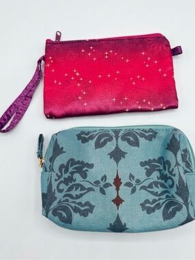 Lot of 2 Makeup Cosmetic Bags - Star Galaxy Wristlet & Y2K Contents by Allegro